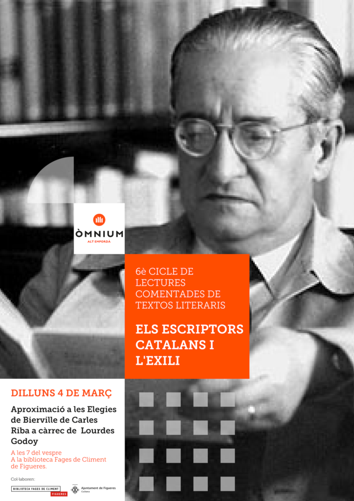 Lourdes Godoy ens acostarà a "Les Elegies de Bierville" de Carles Riba el proper 4 de març